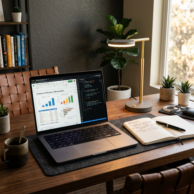 Entorno de trabajo moderno con Google Sheets y código de automatización