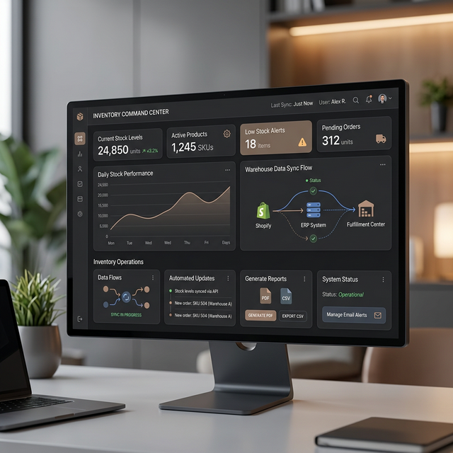 Panel de control de inventario automatizado en tiempo real